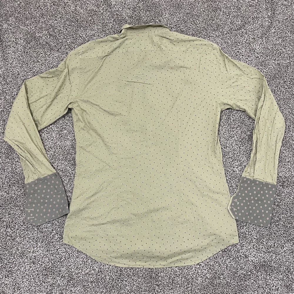 Paul Smith London Dress Shirt Men XL Green Long Sleeve Polka Dot Fitted - Picture 8 of 9